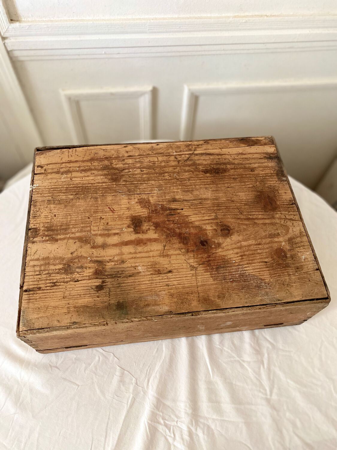 Wooden storage chest old vintage tool box