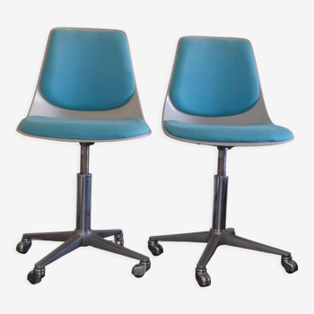 Pair of Georg Leowald office chairs for wilkhahn