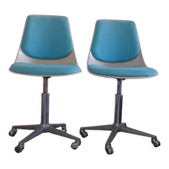 Pair of Georg Leowald office chairs for wilkhahn