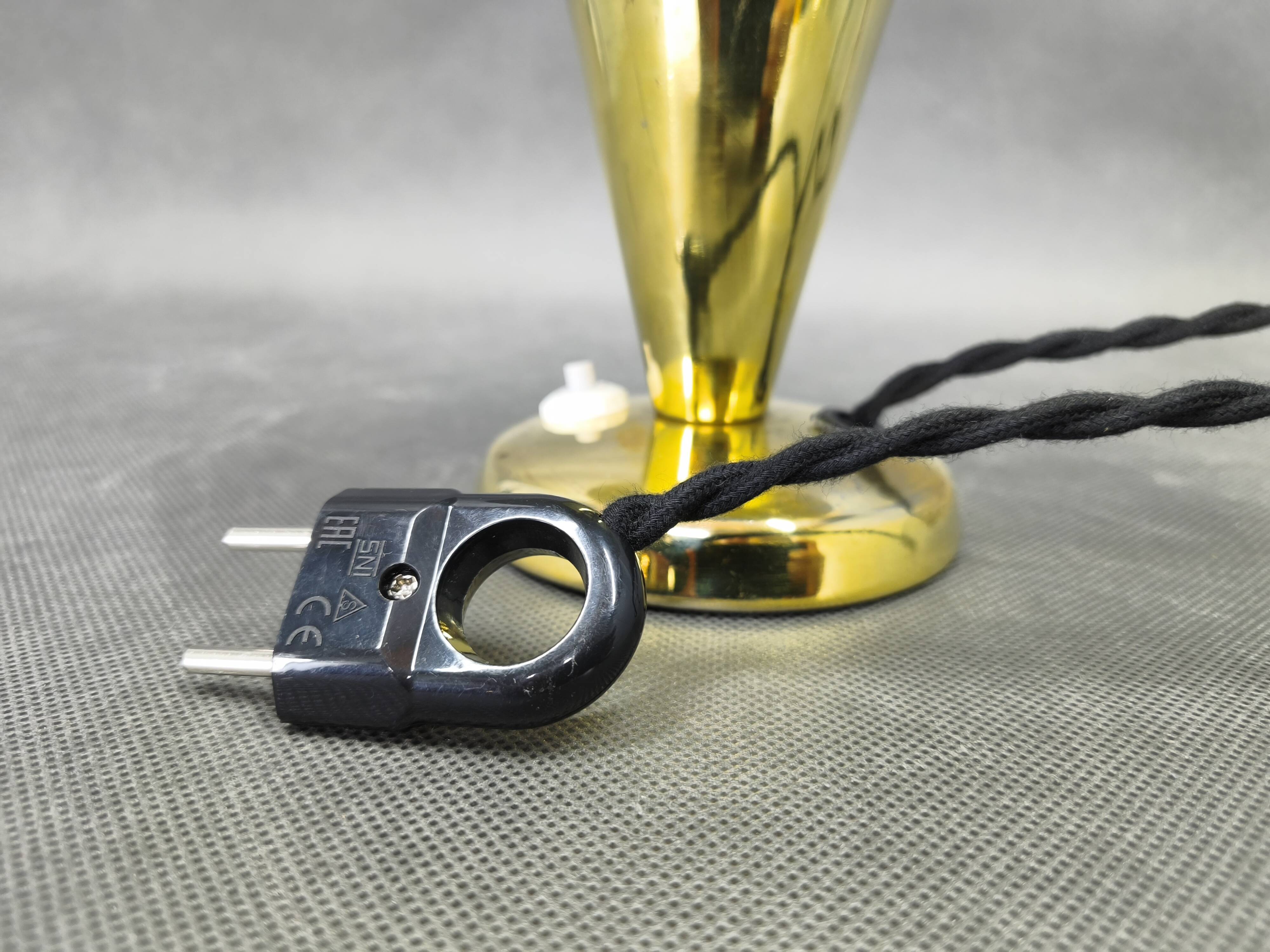 Bauhaus Brass Adjustable Table Lamp, 1930s Czechoslovakia