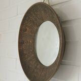 Miroir mural vintage unique, miroir décoratif en céramique fait main, Yougoslavie, années 70