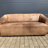 3-seater De Sede sofa in 5mm NECK Buffalo leather, Cognac color