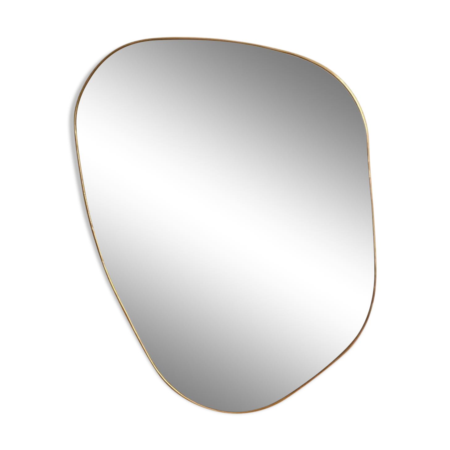 Minimalist organic brass trapeze mirror