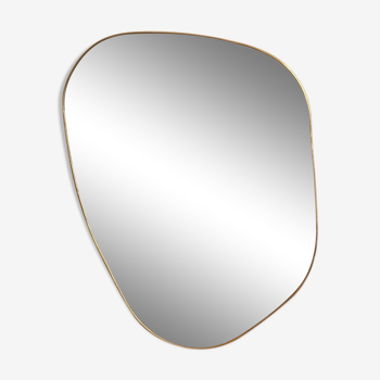 Minimalist organic brass trapeze mirror