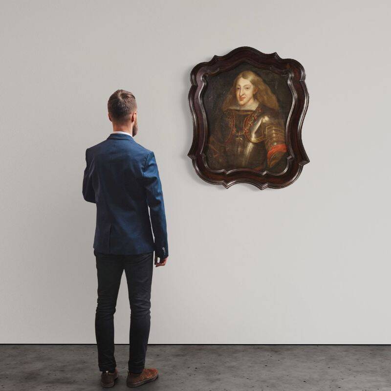 Antique Spanish portrait from the 17th century, Charles II of Spain