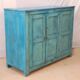 Buffet burmese teak cupboard with original turquoise patina