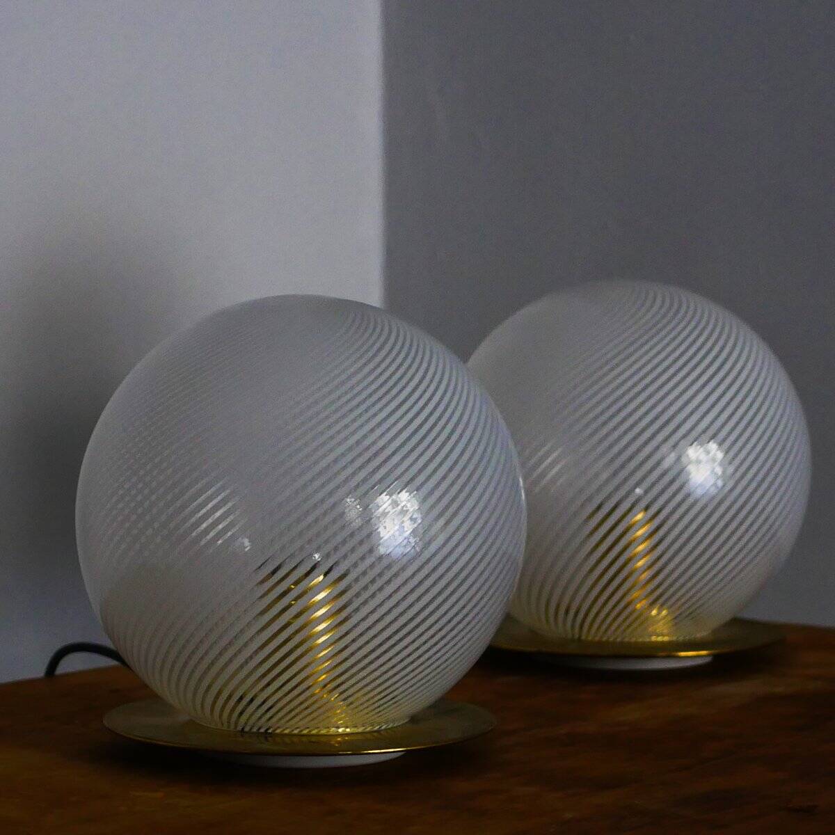 Lampes de table en verre de Murano par Ornella Noorda pour Venini, années 70