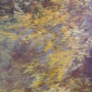 Vintage original oil painting forest landscape