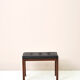Vintage rosewood pouf with faux leather seat