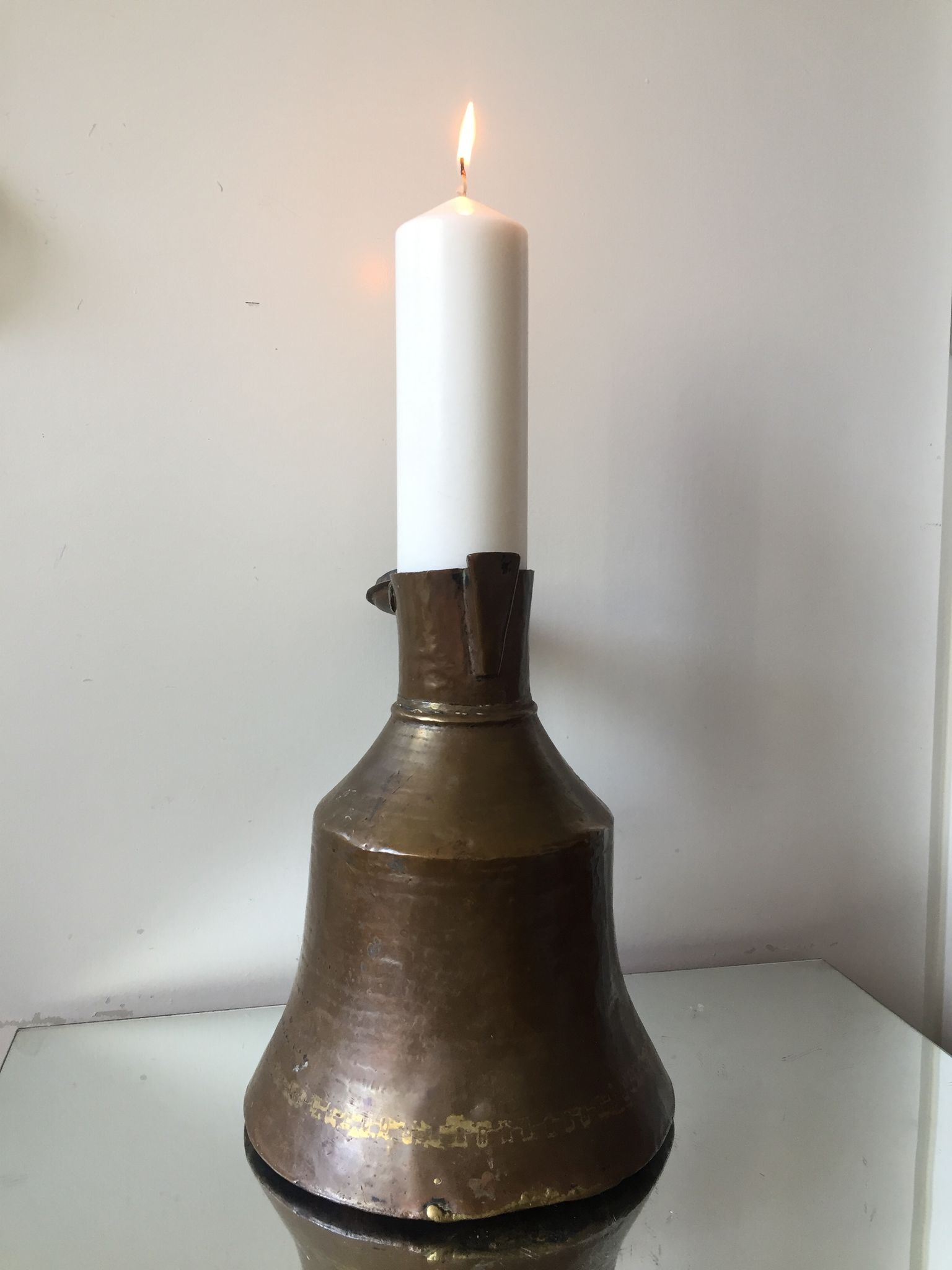 Islamic art ottoman copper ewer antique candleholder
