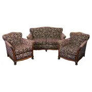 Victorian Fabric Sofa and Armchairs, Set of 3
