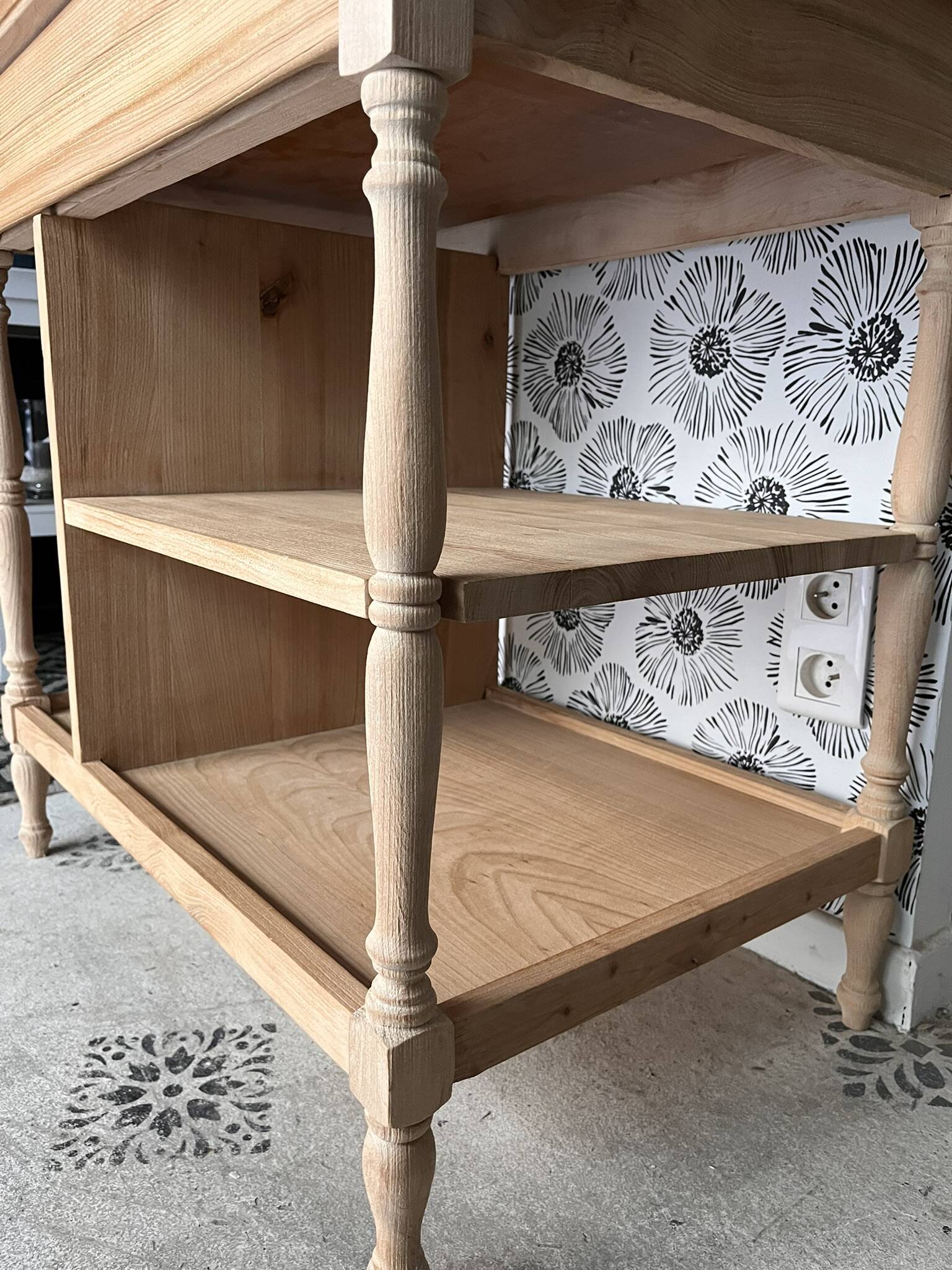 Bureau secrétaire console bois clair vintage Alphonse avec tiroir