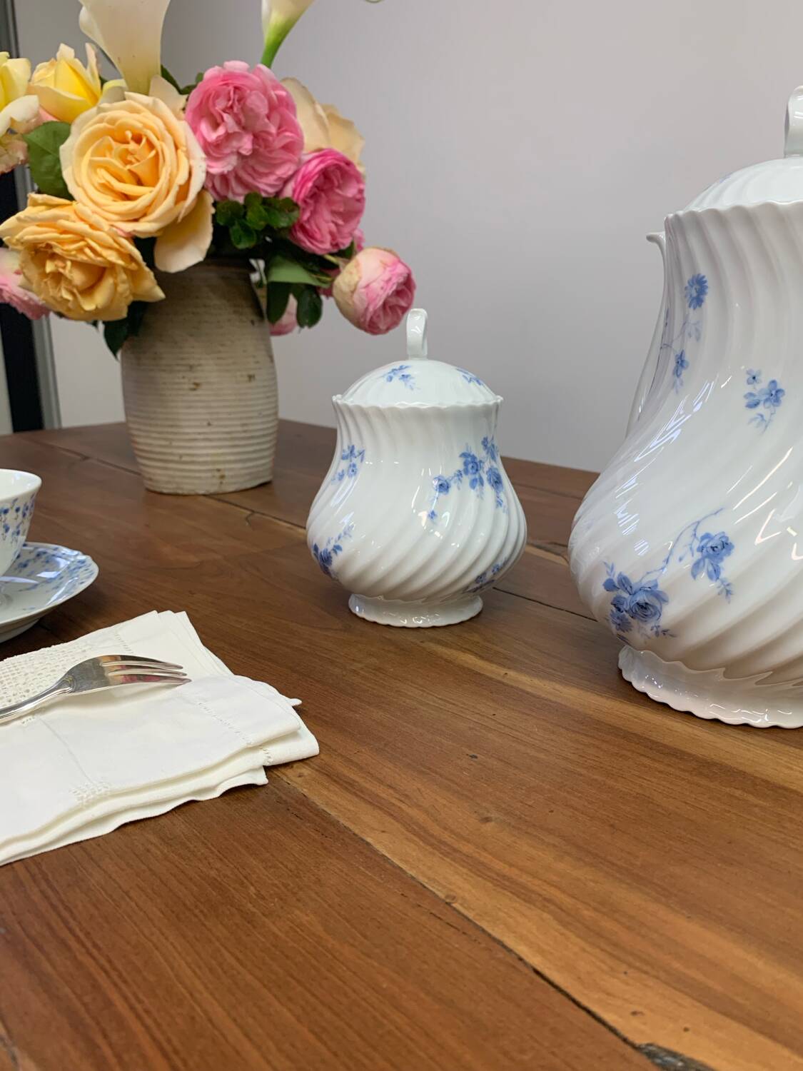 Old walnut farm table with pulls