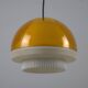 Vintage 1970s Philips Amber Acrylic & White Dome Mushroom UFO Pendant Lamp