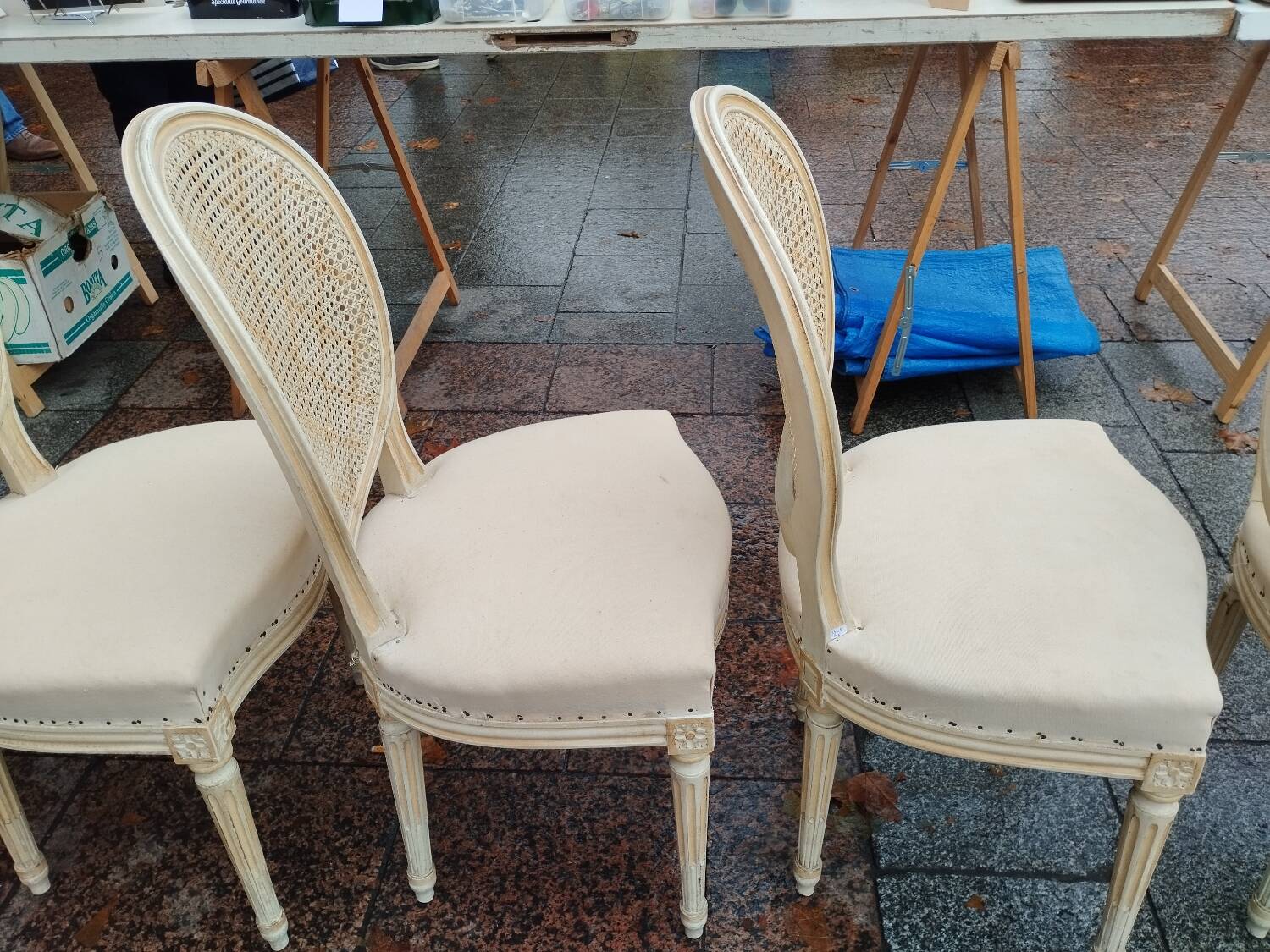 Beautiful set of six antique Louis XVI style chairs