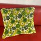 Cushion cover, green lotus flowers, vintage 1970