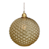 Vintage globe pendant light in XXL bubbled amber glass