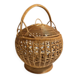 Large vintage woven rattan basket