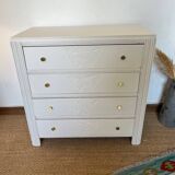 Restored wooden art deco chest of drawers with gilded handles