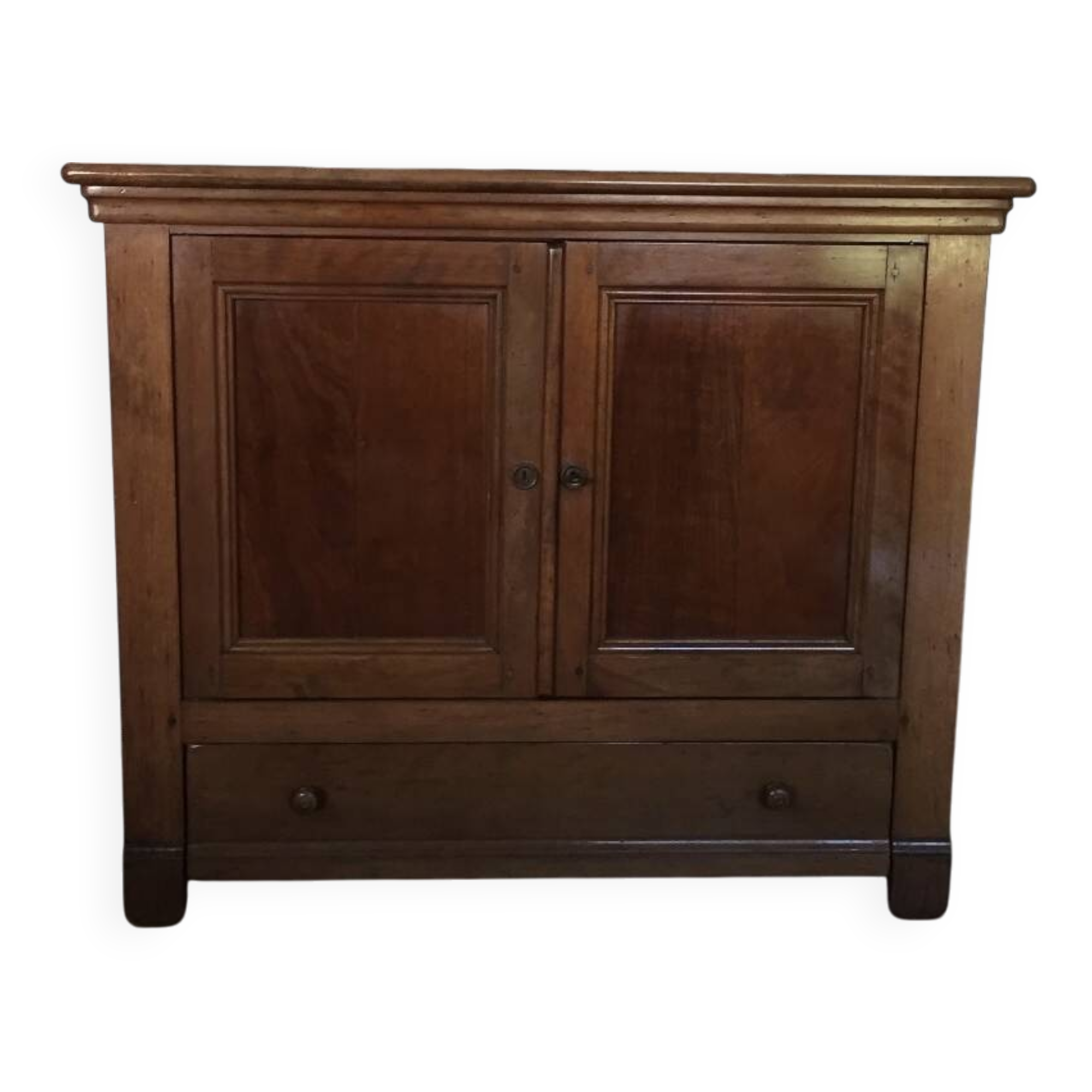 Meuble tv ou bar en merisier avec plateau pivotant