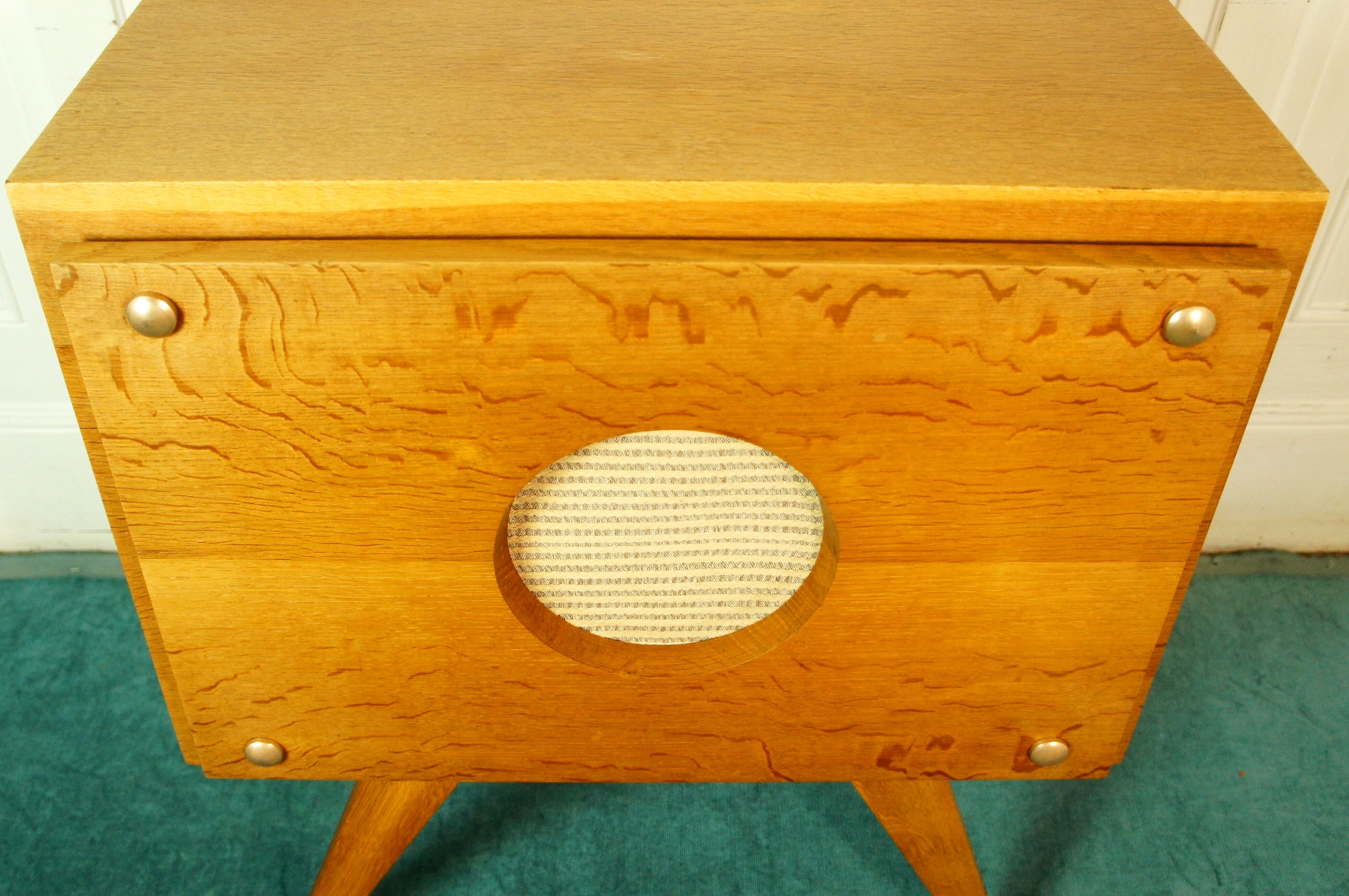 Golden oak compass stand & speaker cabinet 1960