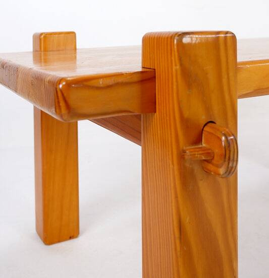 Vintage Brutalist solid pine coffee table from the 70s