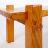 Vintage Brutalist solid pine coffee table from the 70s