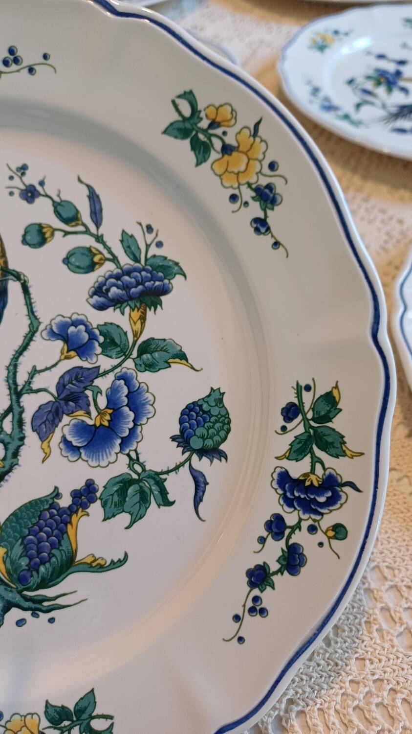 Set of 6 Villeroy and Boch Phoenix Blue dinner plates