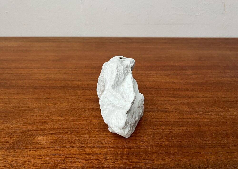 Vintage white porcelain rock vase from KPM Royal Porcelain, 1970s.