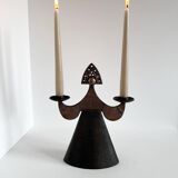 Vintage Modernist Bjorn Wiinblad Style Copper Figural Lady Dress Candl