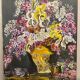 Ancient painting, still life with lilas and iris signed Bonnefond 70s
