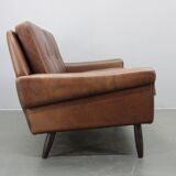 Mid-century Danish two-seat leather sofa by Svend Skipper, 1960s