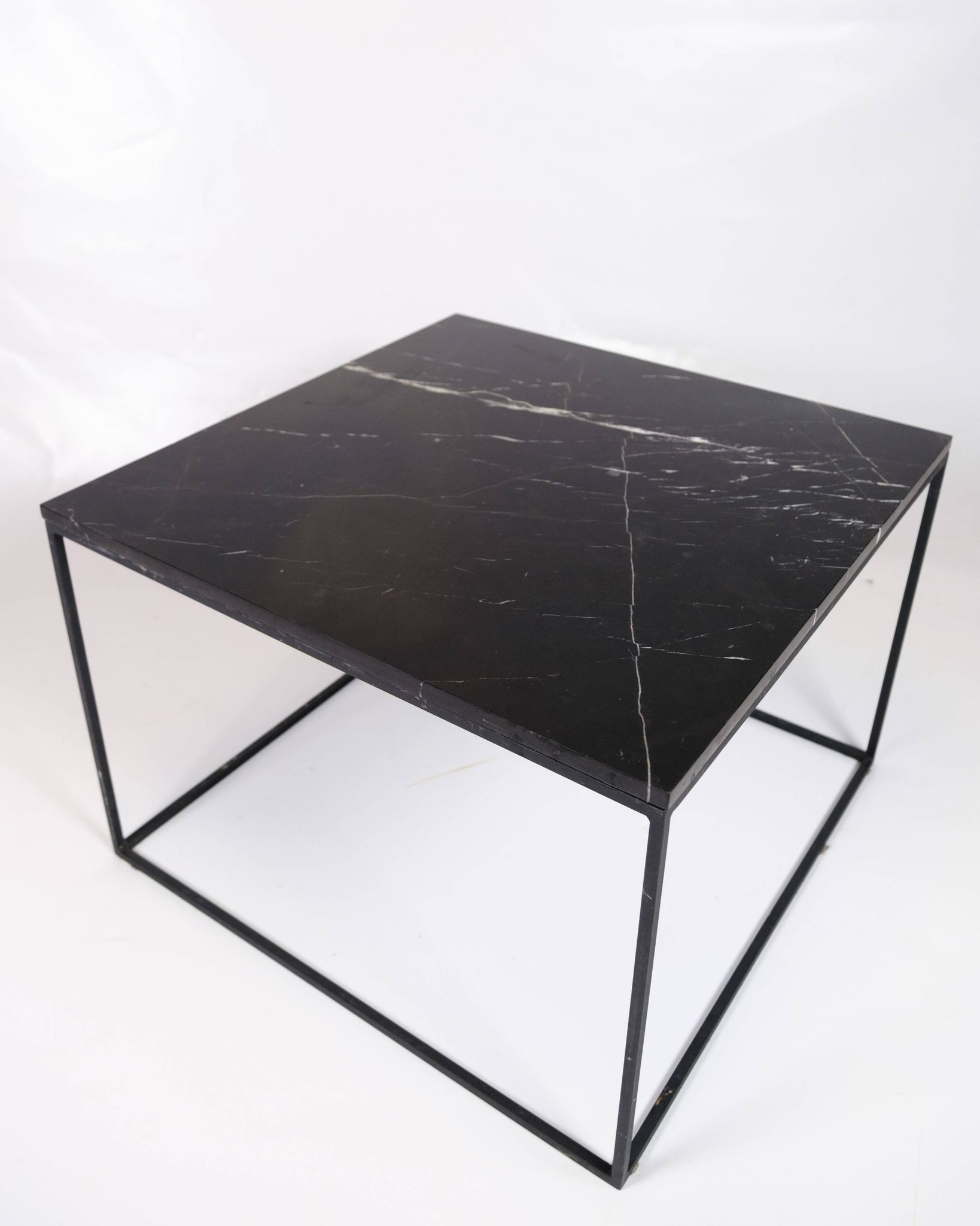 Coffee Table With Black Marble Top And Metal Frame