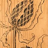 Parisian art deco sideboard in solid raw wood with pyrographed decorations, 1929
