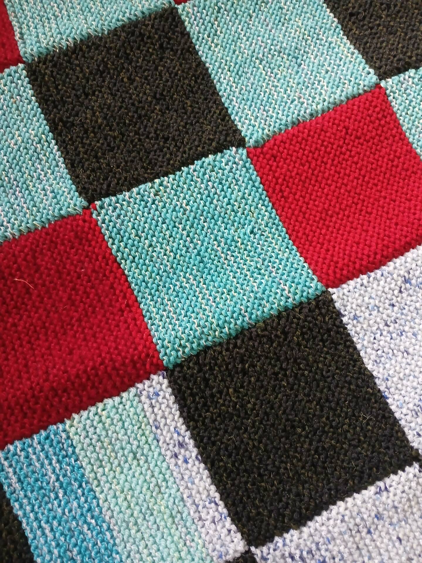 3 patchwork blankets knitted by hand