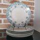 7 Jane model flat plates with dark green floral decoration Saint-Amand