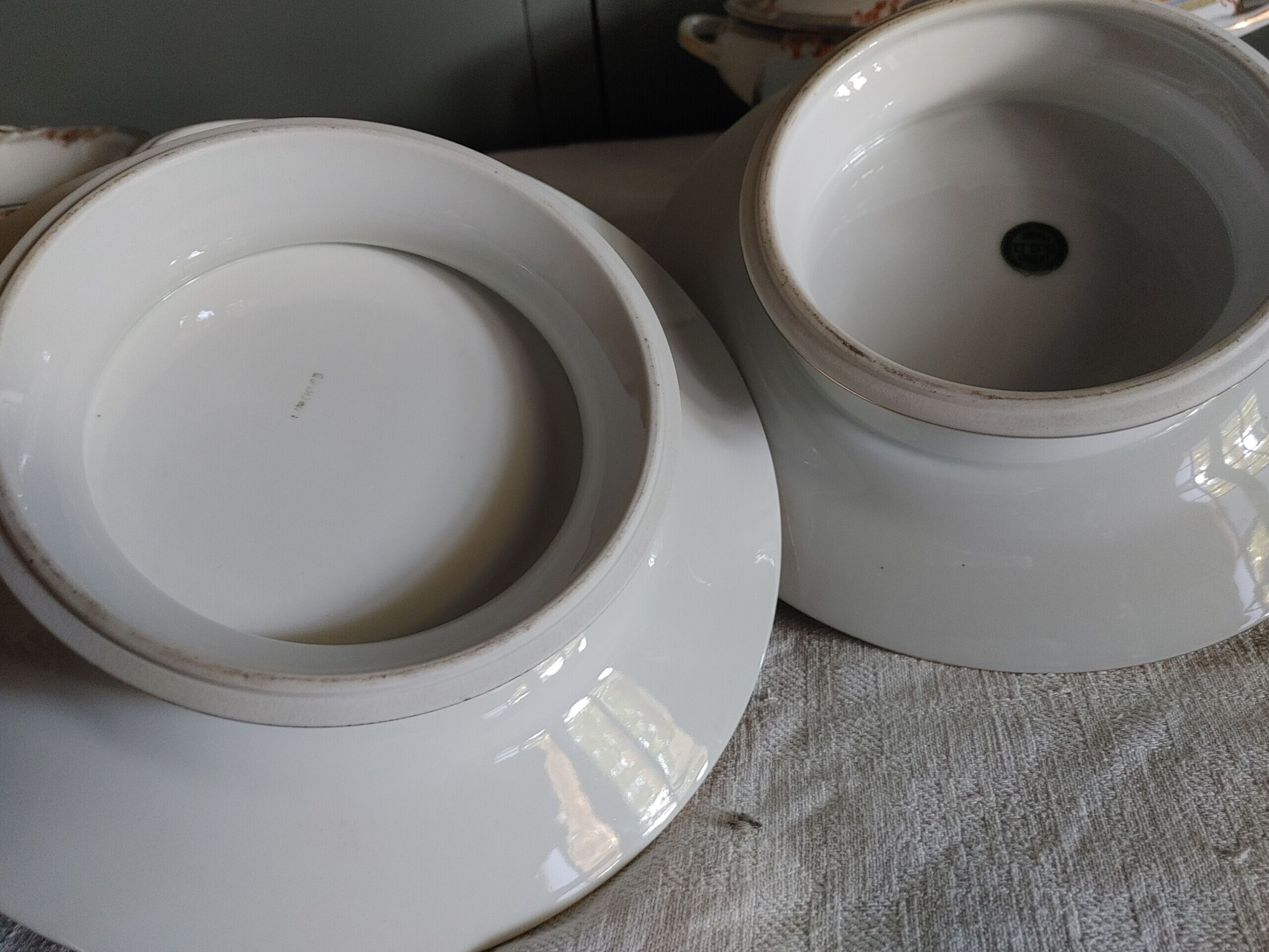 Standing plate porcelain of limoges flower baskets, fruits - beginning 20th