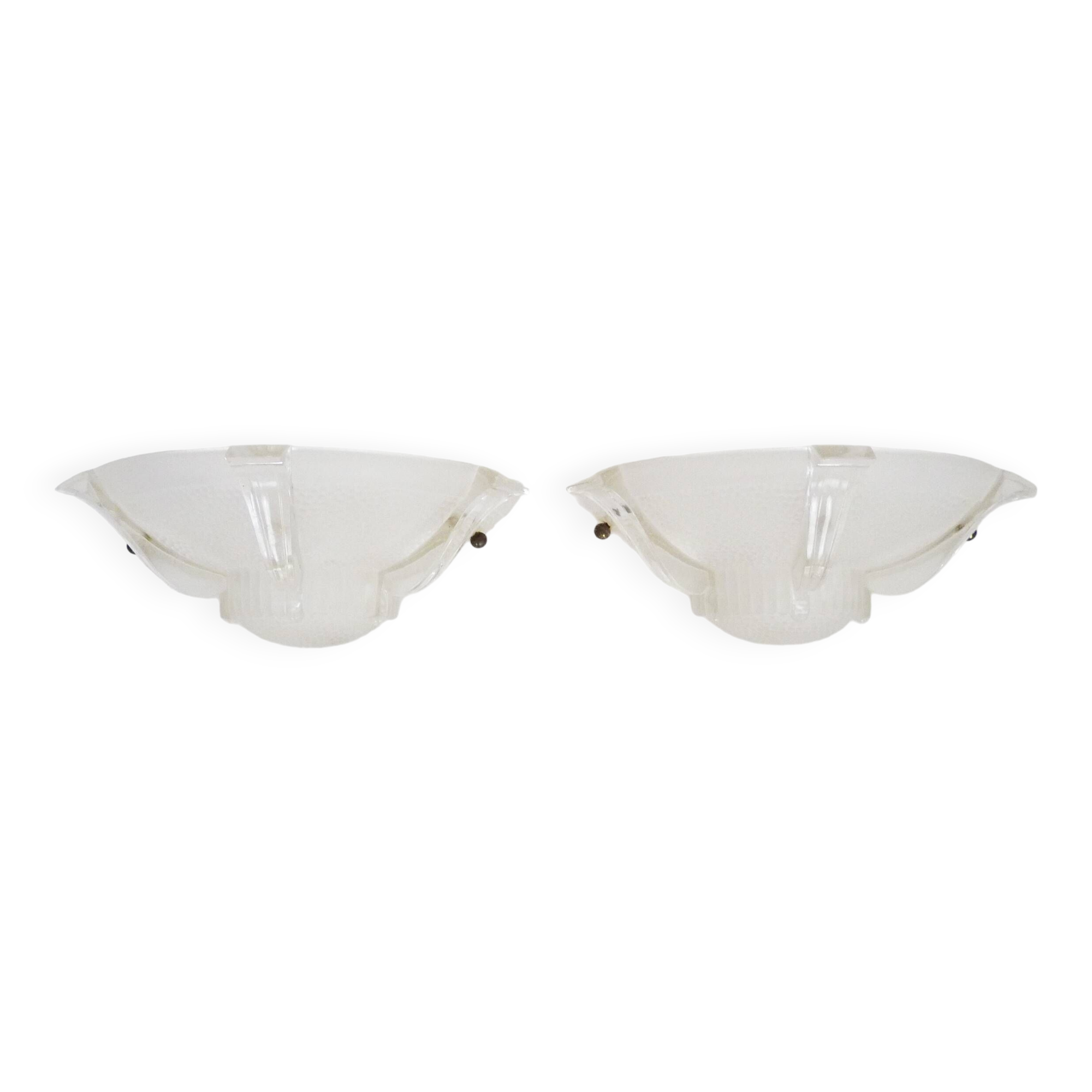 Pair of Ezan style glass wall lights from the 30s and 40s