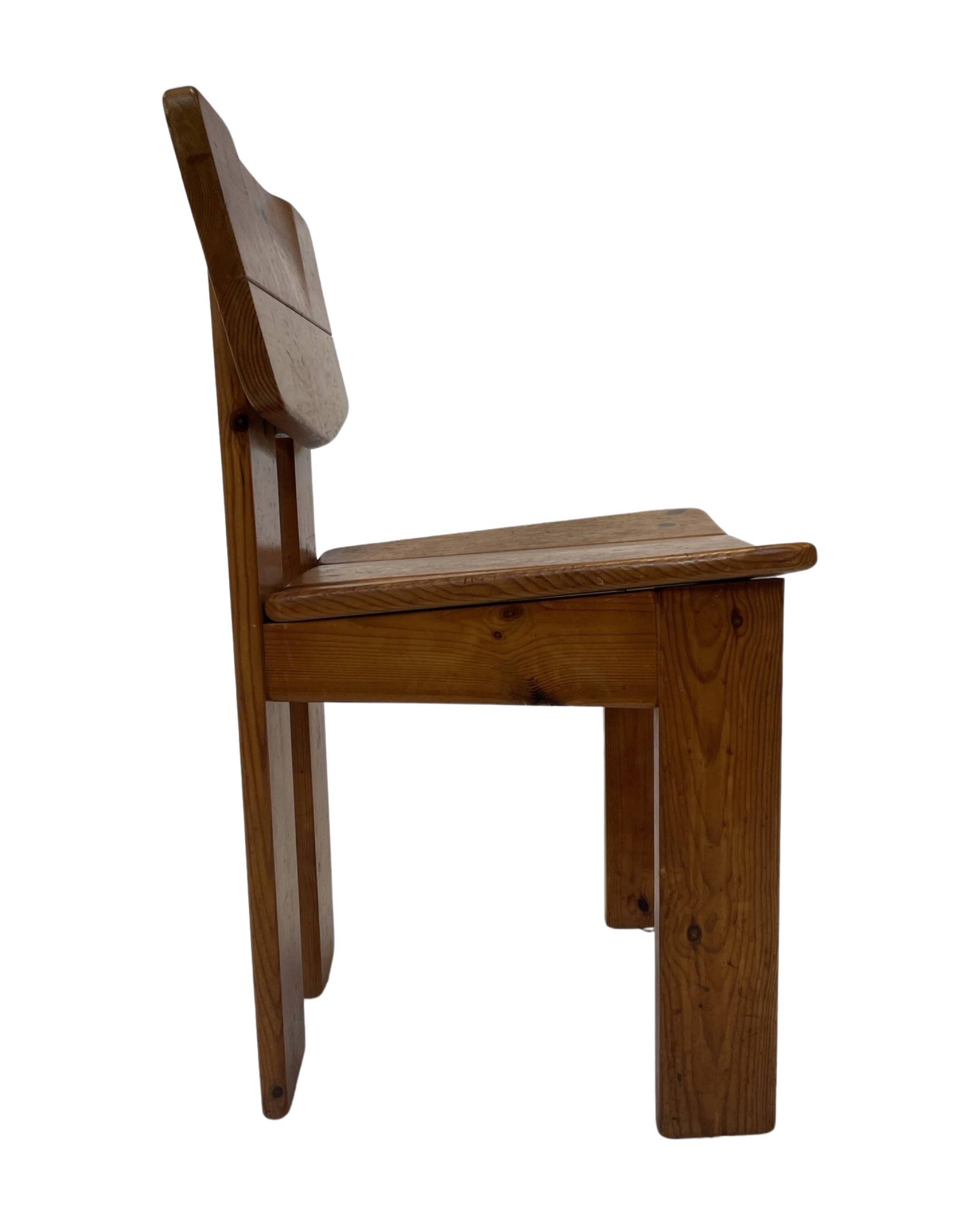 Vintage Brutalist Pine Chair 1970s Minimalist Wood Design