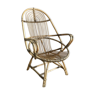 Fauteuil rotin dossier haut