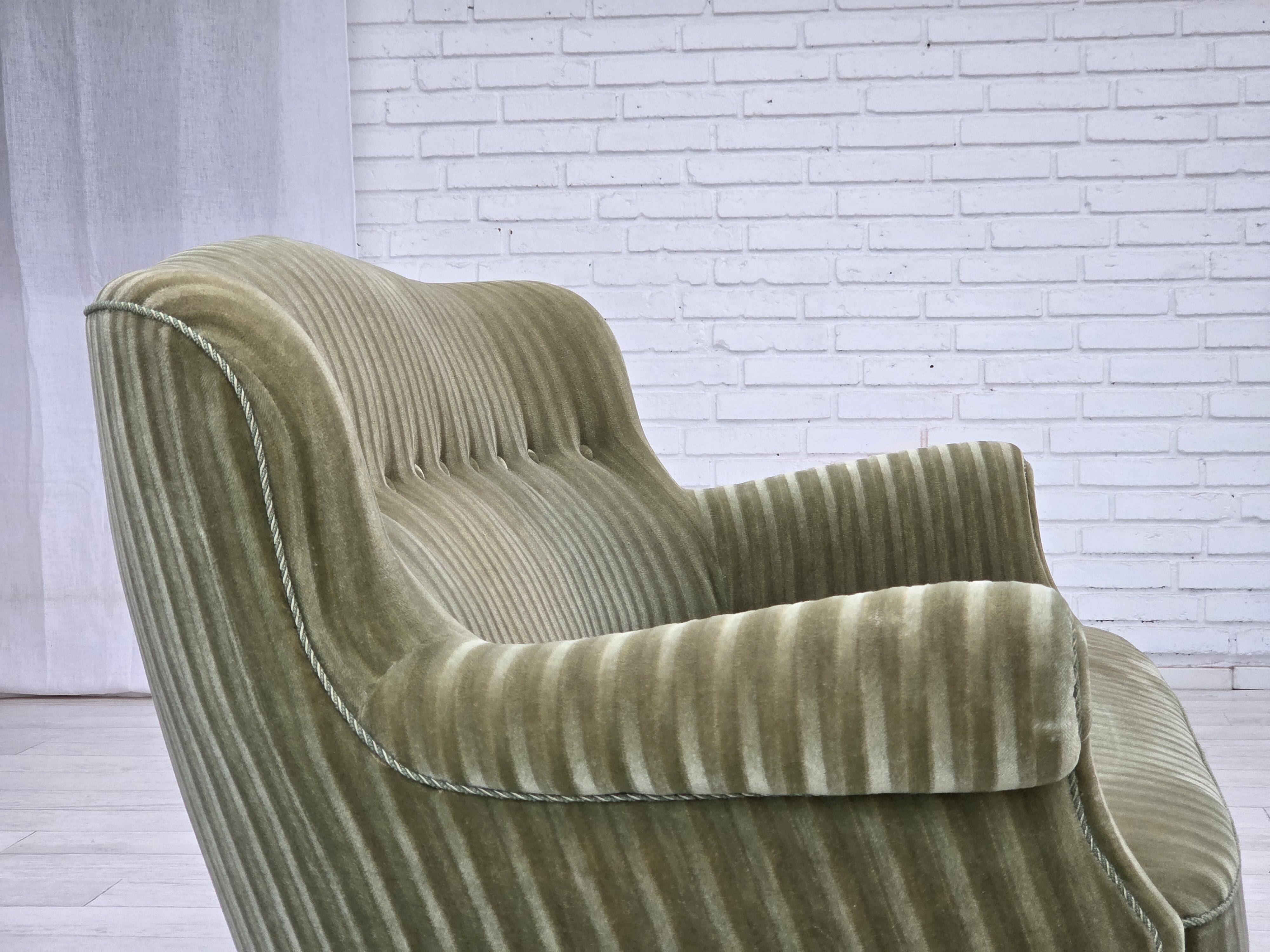 1960s, Danish 2-seater sofa, original furniture velour, beech wood.