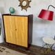 Armoire vintage deux portes pieds compas bi couleur