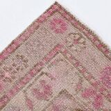 3x12 Soft Pink & Brown Turkish Runner Rug, 86x374CM