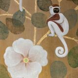 Painted canvas depicting lemurs. Contemporary work.
