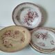 6 assiettes anciennes terre de fer rose dépareillées