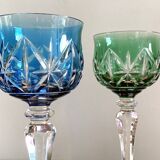 Set of 6 large Rhine wine glasses Roemer in colored crystal