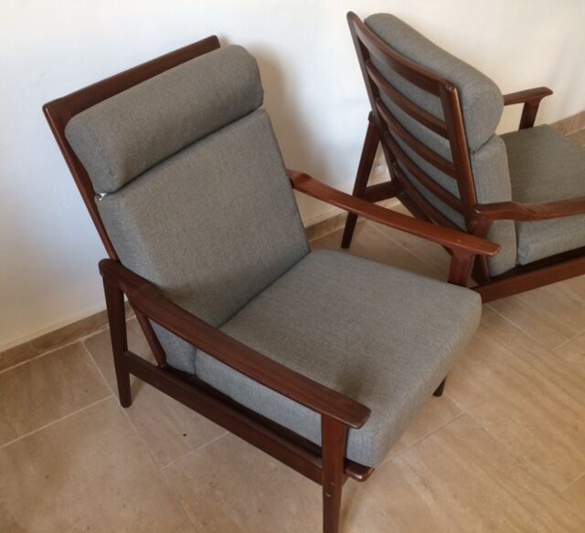 Paire de fauteuils scandinaves en teck années 60