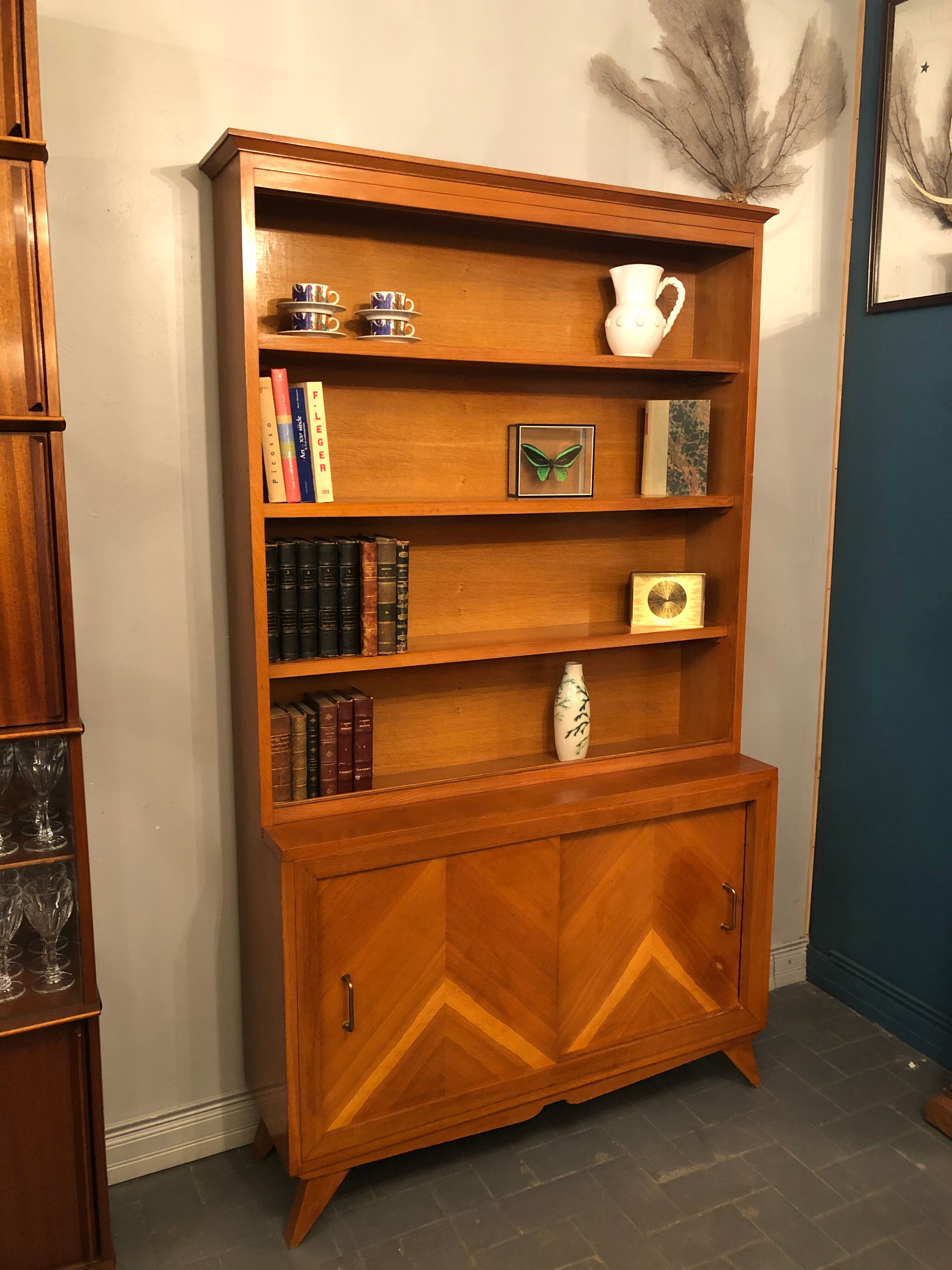 Vintage bookcase feet compass