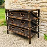 Chest of drawers made of rattan and bamboo