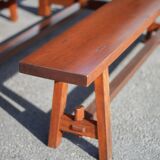 Farmhouse table with extensions and its 2 benches, living room table, solid wood table, kitchen, chalet, ca